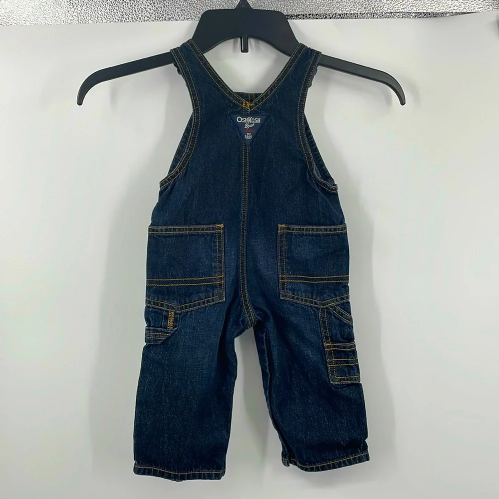 OshKosh B’Gosh “Engineers Crew 95” Denim Overalls Size 9 Months